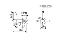 MEDIDAS MEZCLADOR EMPOTRADO PARA BIDÉ-WC X-ALPHA BRUMA